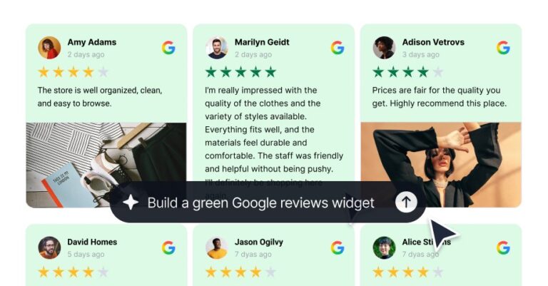 Manager organizes Google review metrics using cards, stars, an hourglass, replies, and a magnifier.
