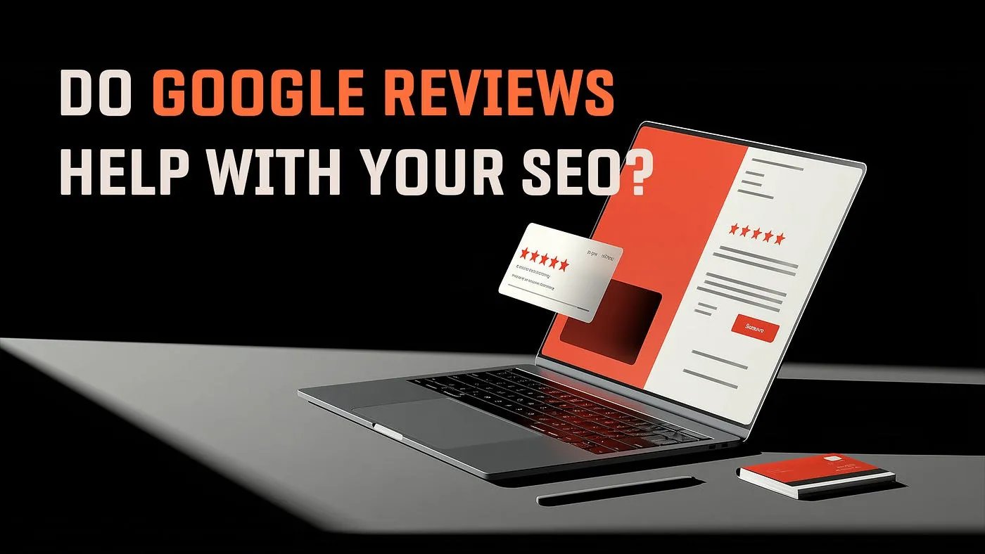 Small business owner studies feedback cards for Google reviews and SEO.
